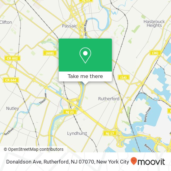 Mapa de Donaldson Ave, Rutherford, NJ 07070