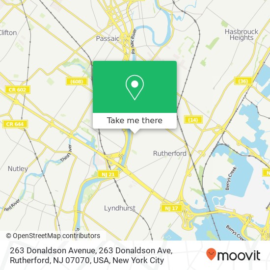 Mapa de 263 Donaldson Avenue, 263 Donaldson Ave, Rutherford, NJ 07070, USA