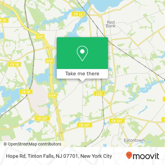 Mapa de Hope Rd, Tinton Falls, NJ 07701