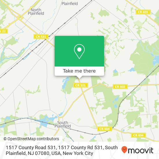 1517 County Road 531, 1517 County Rd 531, South Plainfield, NJ 07080, USA map