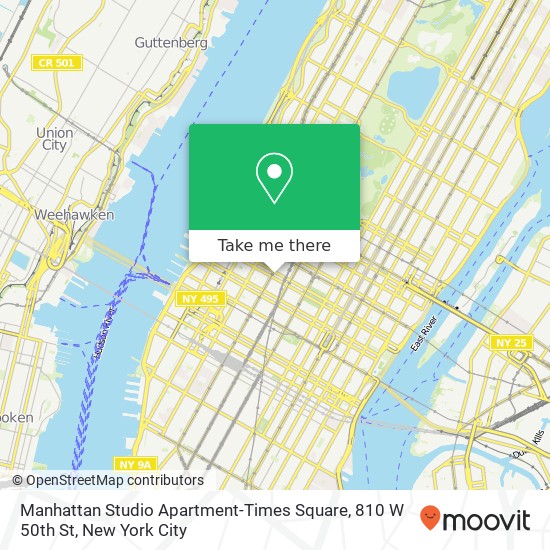 Mapa de Manhattan Studio Apartment-Times Square, 810 W 50th St