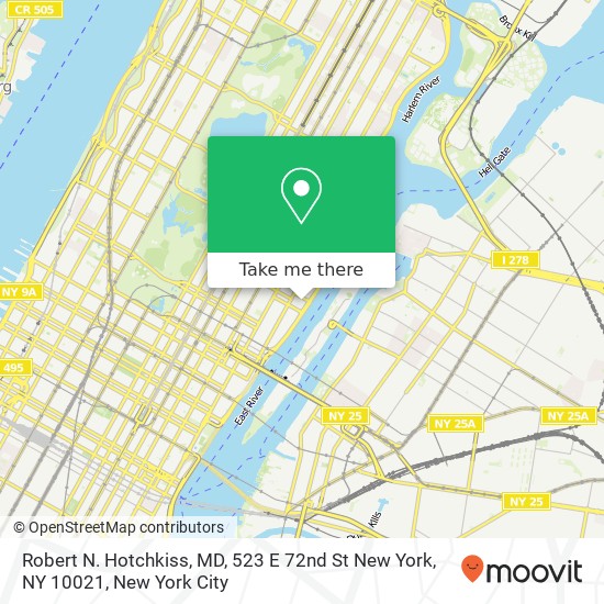 Mapa de Robert N. Hotchkiss, MD, 523 E 72nd St New York, NY 10021