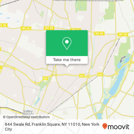 Mapa de 844 Swale Rd, Franklin Square, NY 11010