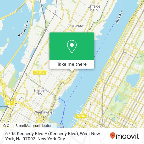 Mapa de 6705 Kennedy Blvd E (Kennedy Blvd), West New York, NJ 07093