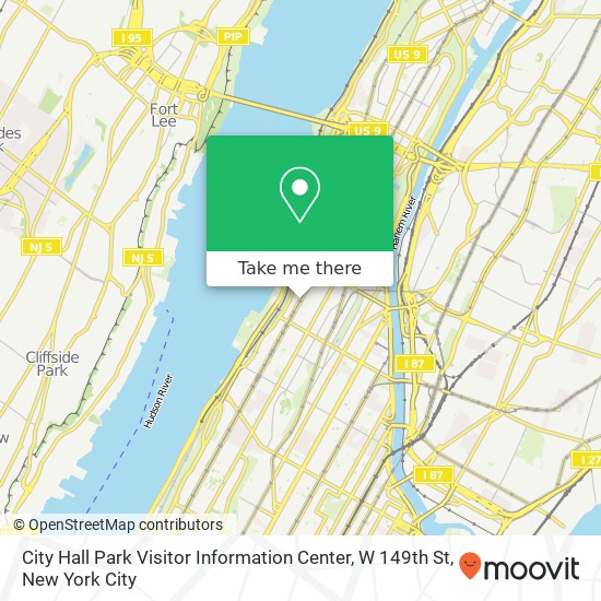 Mapa de City Hall Park Visitor Information Center, W 149th St