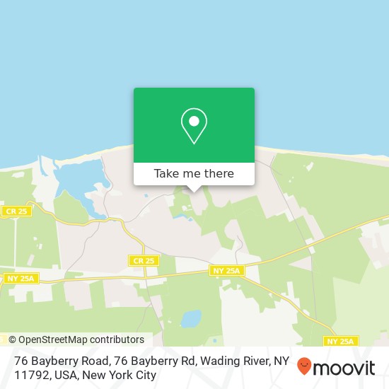 Mapa de 76 Bayberry Road, 76 Bayberry Rd, Wading River, NY 11792, USA
