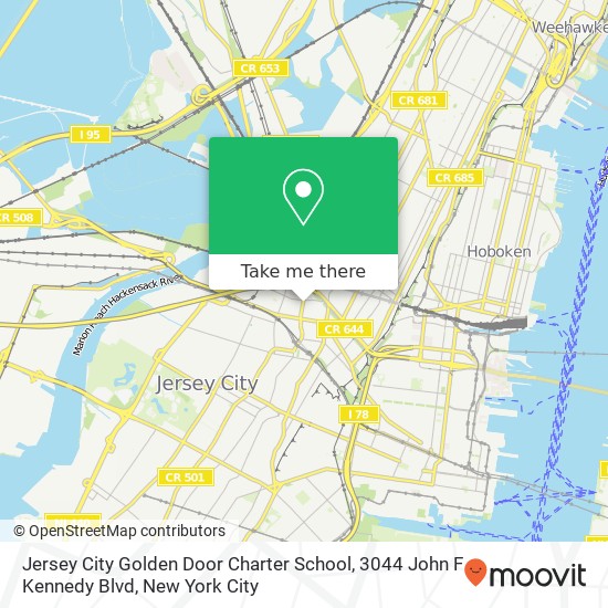 Mapa de Jersey City Golden Door Charter School, 3044 John F Kennedy Blvd