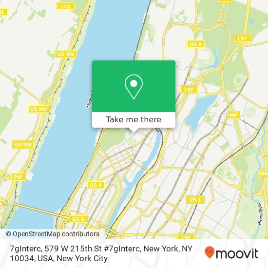 Mapa de 7gInterc, 579 W 215th St #7gInterc, New York, NY 10034, USA