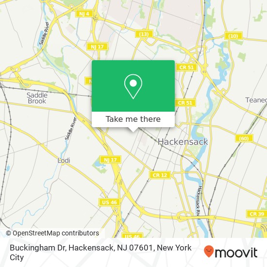 Mapa de Buckingham Dr, Hackensack, NJ 07601