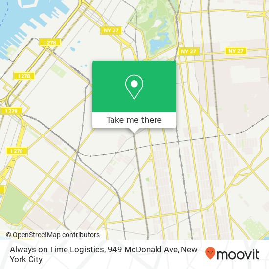 Mapa de Always on Time Logistics, 949 McDonald Ave