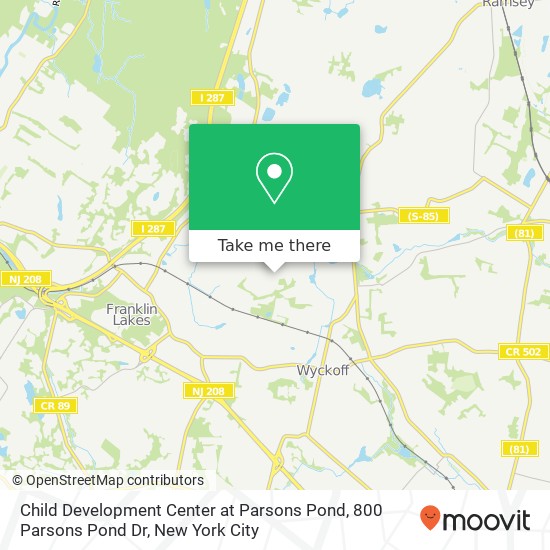 Child Development Center at Parsons Pond, 800 Parsons Pond Dr map