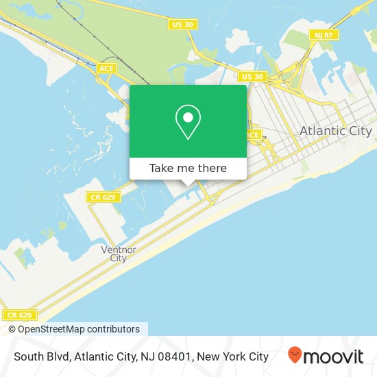 Mapa de South Blvd, Atlantic City, NJ 08401