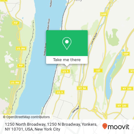 1250 North Broadway, 1250 N Broadway, Yonkers, NY 10701, USA map