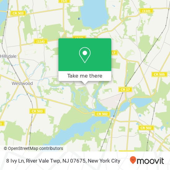 Mapa de 8 Ivy Ln, River Vale Twp, NJ 07675