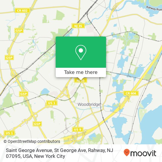 Mapa de Saint George Avenue, St George Ave, Rahway, NJ 07095, USA