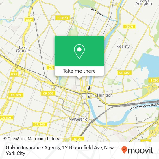 Galvan Insurance Agency, 12 Bloomfield Ave map