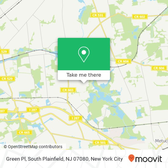 Mapa de Green Pl, South Plainfield, NJ 07080