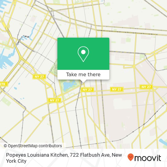 Mapa de Popeyes Louisiana Kitchen, 722 Flatbush Ave