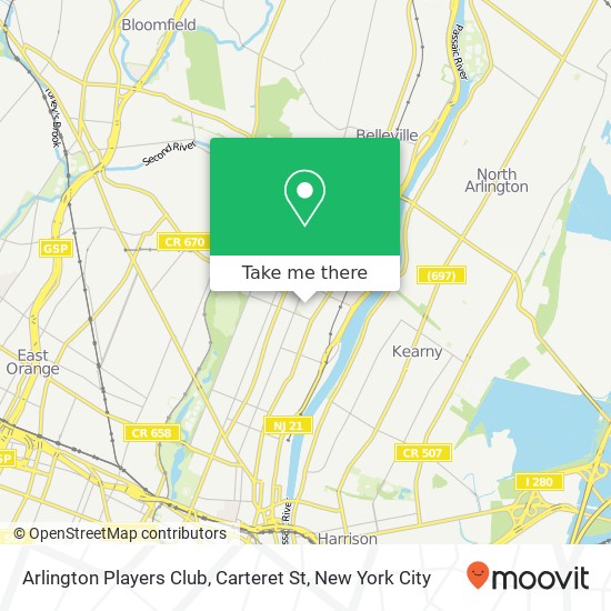 Arlington Players Club, Carteret St map