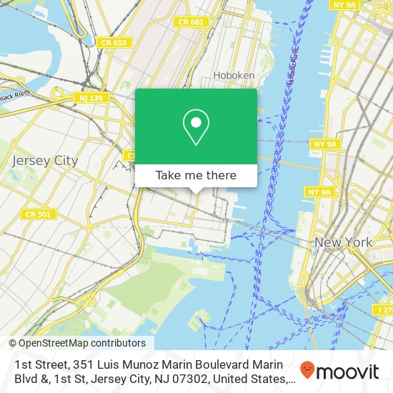 1st Street, 351 Luis Munoz Marin Boulevard Marin Blvd &, 1st St, Jersey City, NJ 07302, United States map