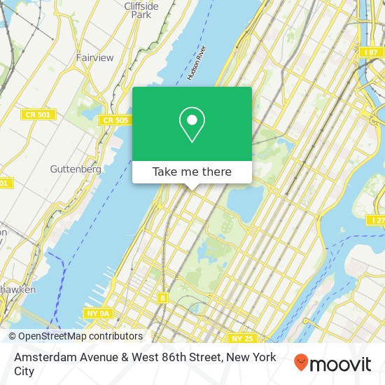 Mapa de Amsterdam Avenue & West 86th Street