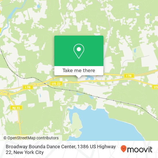 Mapa de Broadway Bounda Dance Center, 1386 US Highway 22