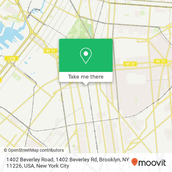 Mapa de 1402 Beverley Road, 1402 Beverley Rd, Brooklyn, NY 11226, USA
