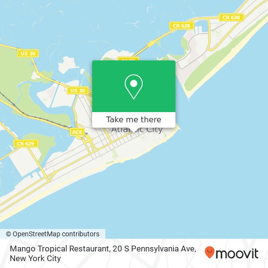 Mapa de Mango Tropical Restaurant, 20 S Pennsylvania Ave