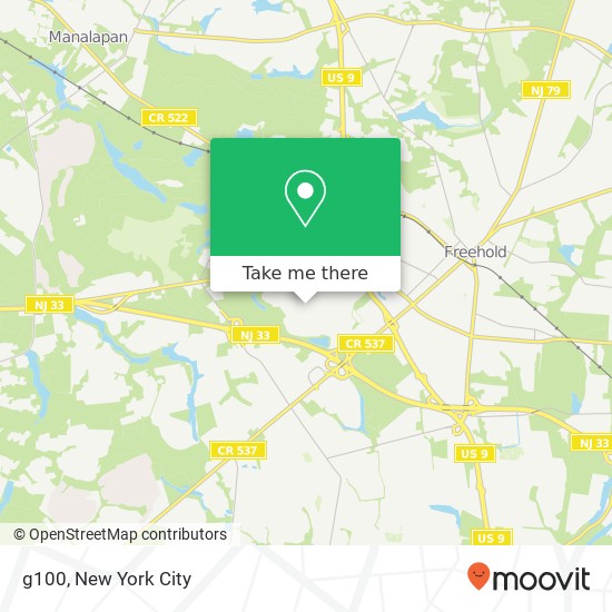 Mapa de g100, Freehold Raceway Mall 3710, U.S. 9 g100, Freehold Township, NJ 07728, United States