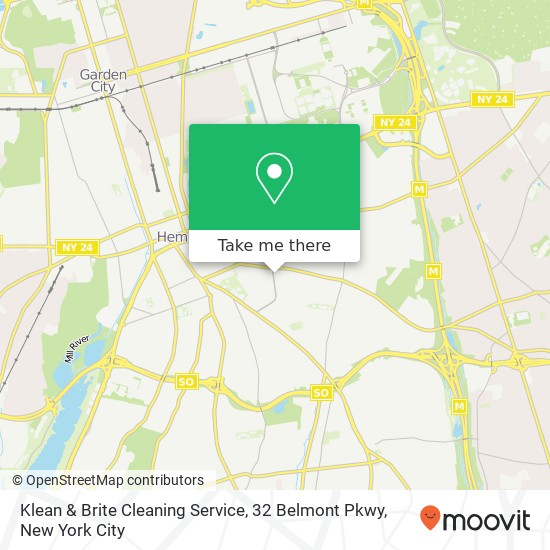 Mapa de Klean & Brite Cleaning Service, 32 Belmont Pkwy