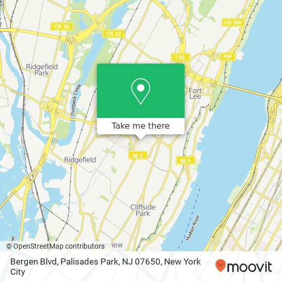 Mapa de Bergen Blvd, Palisades Park, NJ 07650