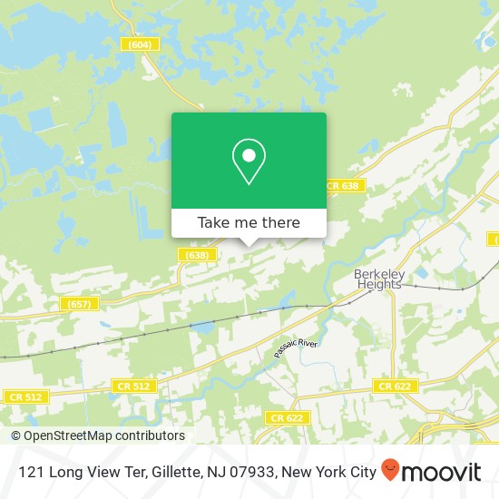 Mapa de 121 Long View Ter, Gillette, NJ 07933