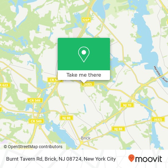 Mapa de Burnt Tavern Rd, Brick, NJ 08724