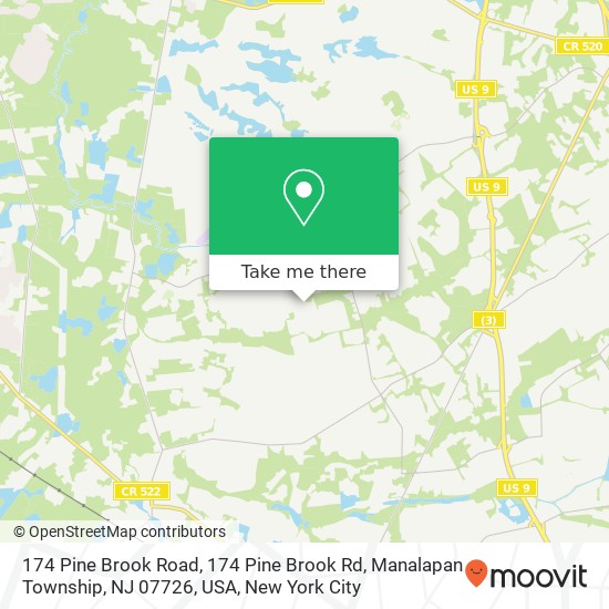 Mapa de 174 Pine Brook Road, 174 Pine Brook Rd, Manalapan Township, NJ 07726, USA