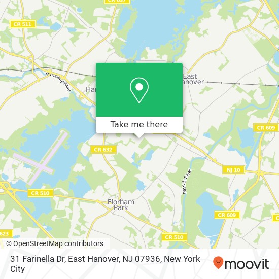 Mapa de 31 Farinella Dr, East Hanover, NJ 07936