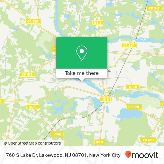 Mapa de 760 S Lake Dr, Lakewood, NJ 08701