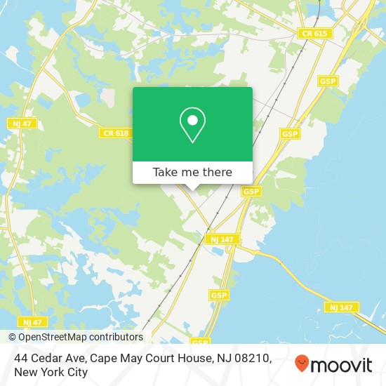 Mapa de 44 Cedar Ave, Cape May Court House, NJ 08210