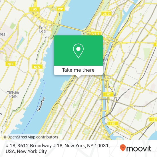 Mapa de # 18, 3612 Broadway # 18, New York, NY 10031, USA