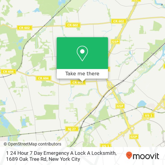 Mapa de 1 24 Hour 7 Day Emergency A Lock A Locksmith, 1689 Oak Tree Rd