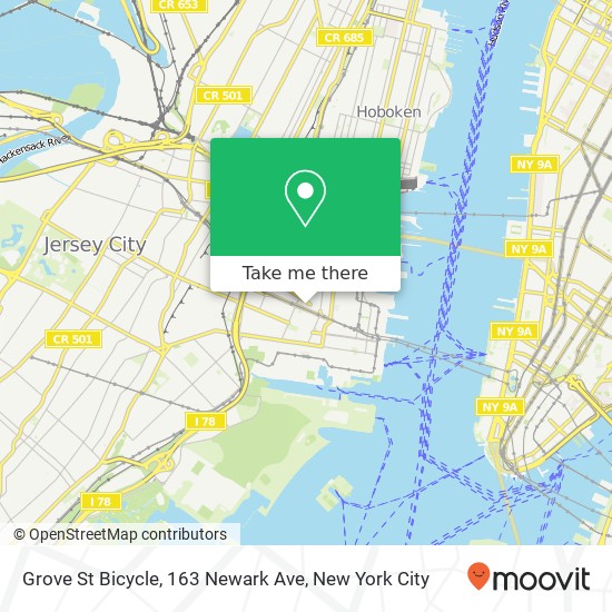 Grove St Bicycle, 163 Newark Ave map
