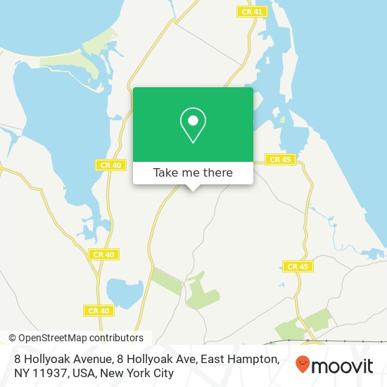 Mapa de 8 Hollyoak Avenue, 8 Hollyoak Ave, East Hampton, NY 11937, USA
