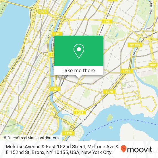 Melrose Avenue & East 152nd Street, Melrose Ave & E 152nd St, Bronx, NY 10455, USA map
