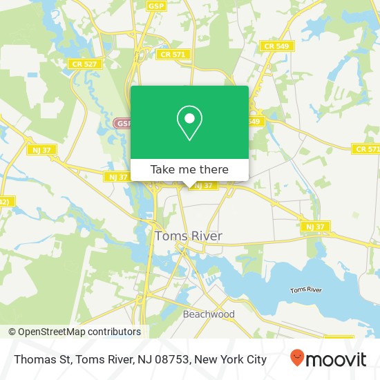 Thomas St, Toms River, NJ 08753 map