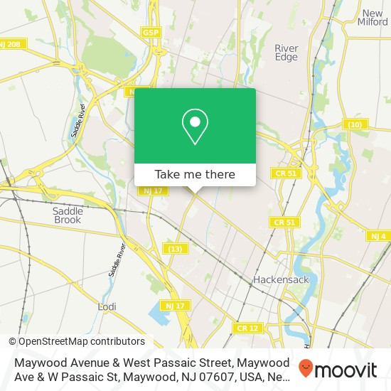 Mapa de Maywood Avenue & West Passaic Street, Maywood Ave & W Passaic St, Maywood, NJ 07607, USA