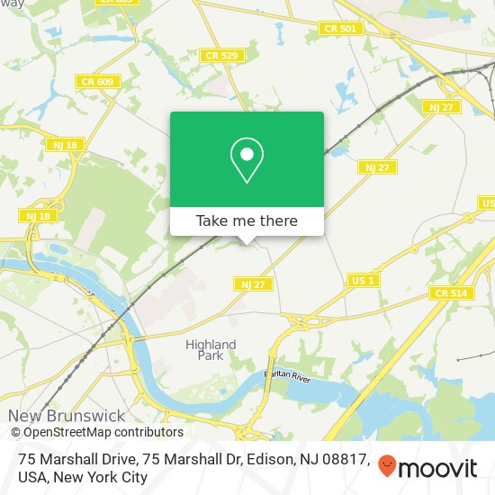 75 Marshall Drive, 75 Marshall Dr, Edison, NJ 08817, USA map