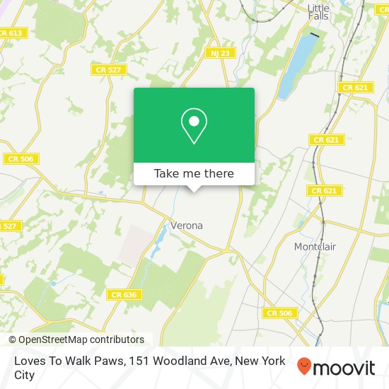 Mapa de Loves To Walk Paws, 151 Woodland Ave