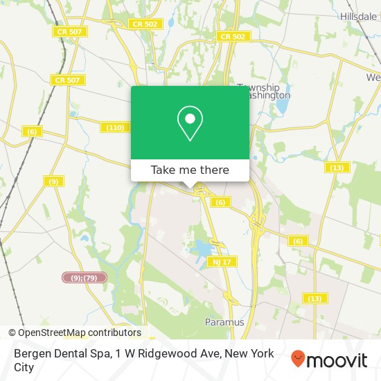 Mapa de Bergen Dental Spa, 1 W Ridgewood Ave