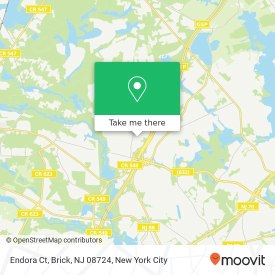 Mapa de Endora Ct, Brick, NJ 08724