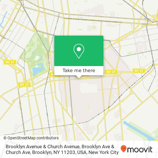 Mapa de Brooklyn Avenue & Church Avenue, Brooklyn Ave & Church Ave, Brooklyn, NY 11203, USA