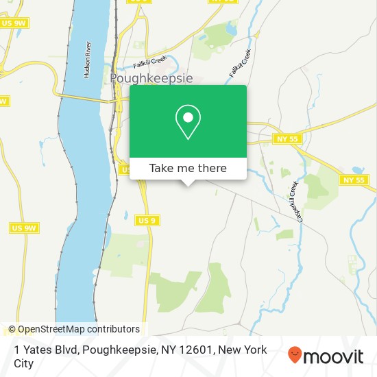 Mapa de 1 Yates Blvd, Poughkeepsie, NY 12601